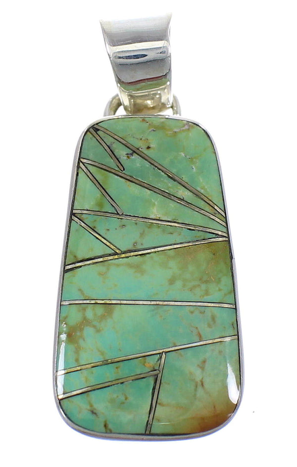 Turquoise Inlay And Sterling Silver Southwest Pendant WX58515
